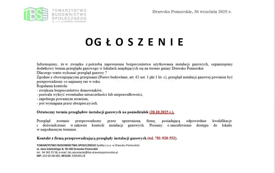 Zdjęcie do Ustalono ostateczny termin dodatkowych przegląd&oacute;w gazowych